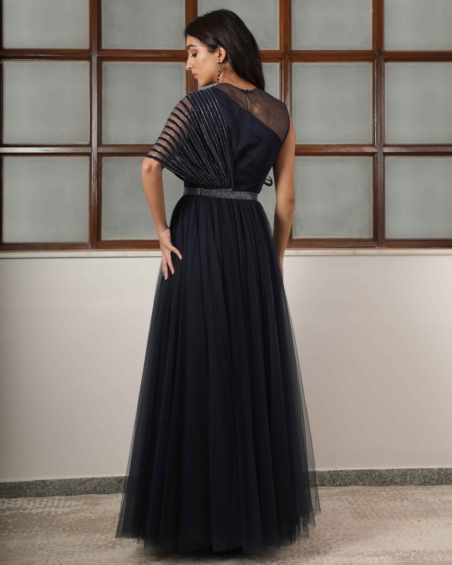 Amelie sleeveless appliqued long gown