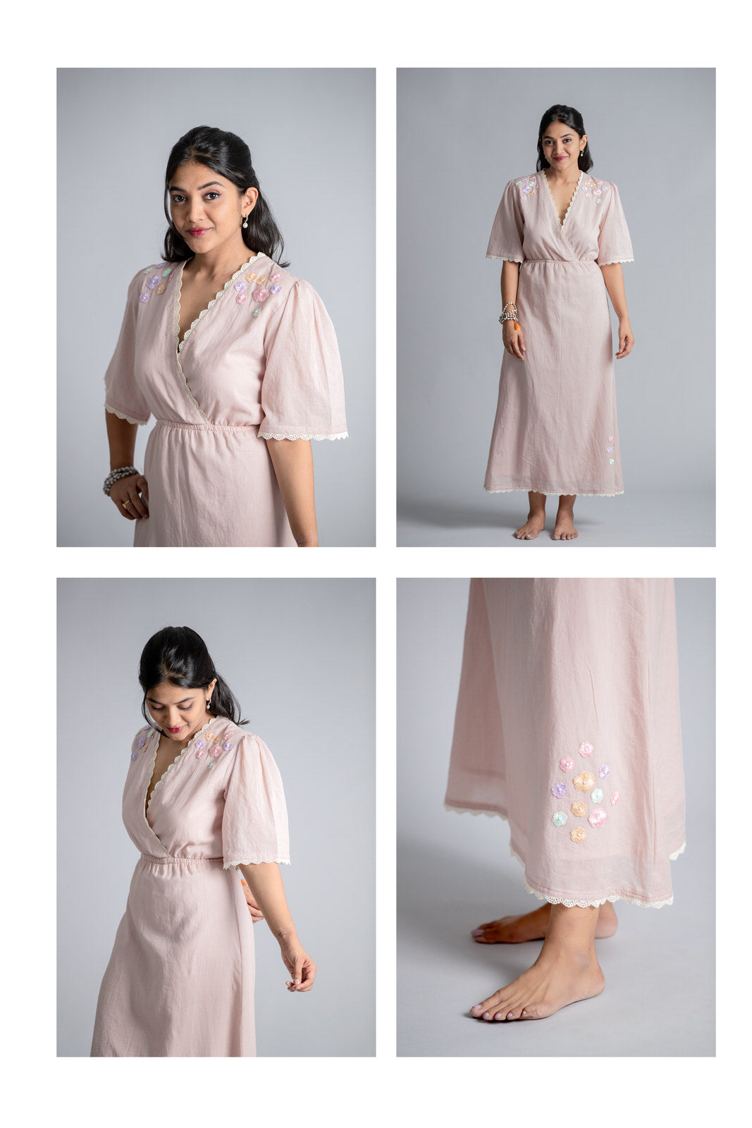 Blush Pink Embroidered Maxi Dress