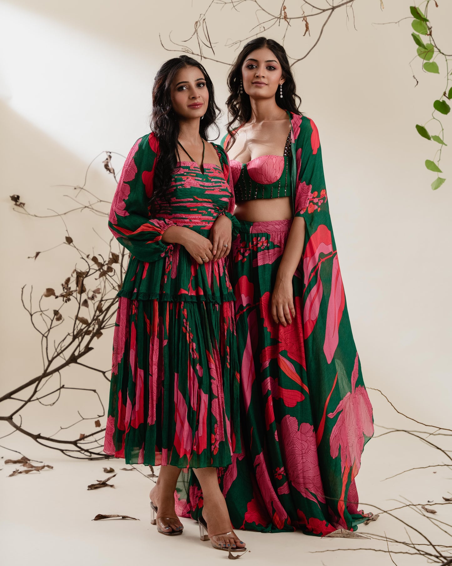 Emerald Mirror Work Three-Piece Set
