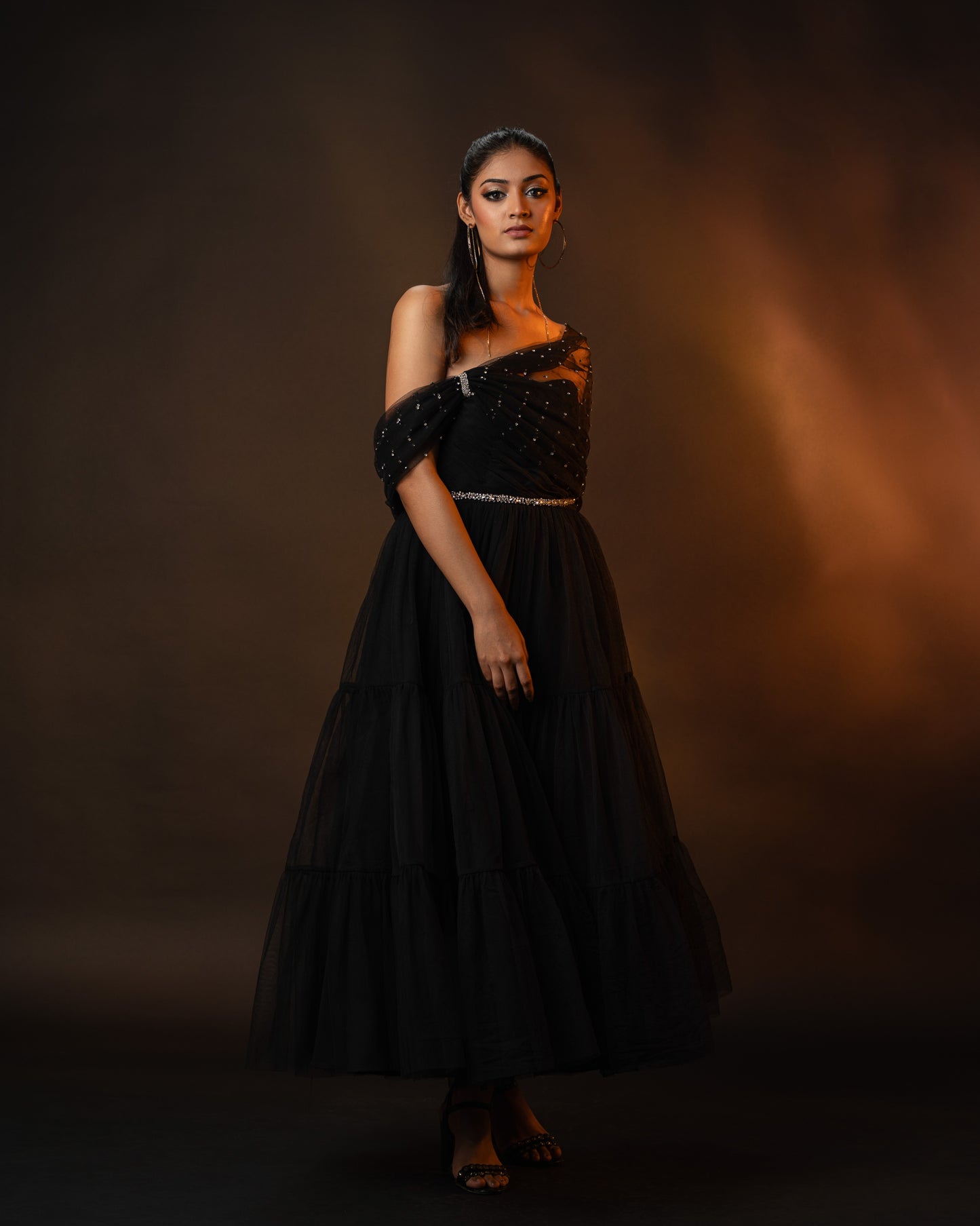 Black Tiered Tulle Corset Dress