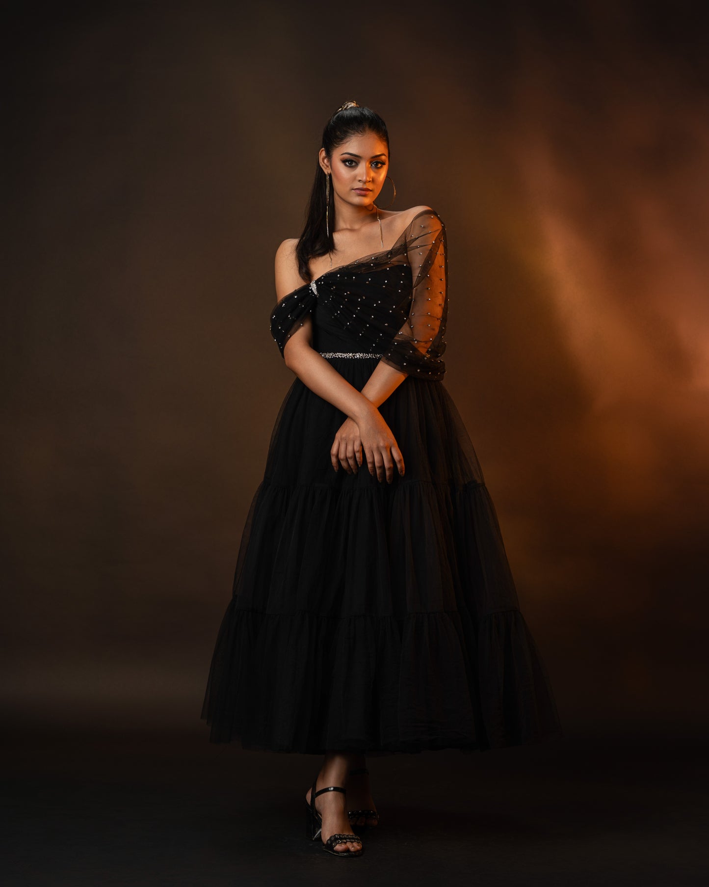 Black Tiered Tulle Corset Dress