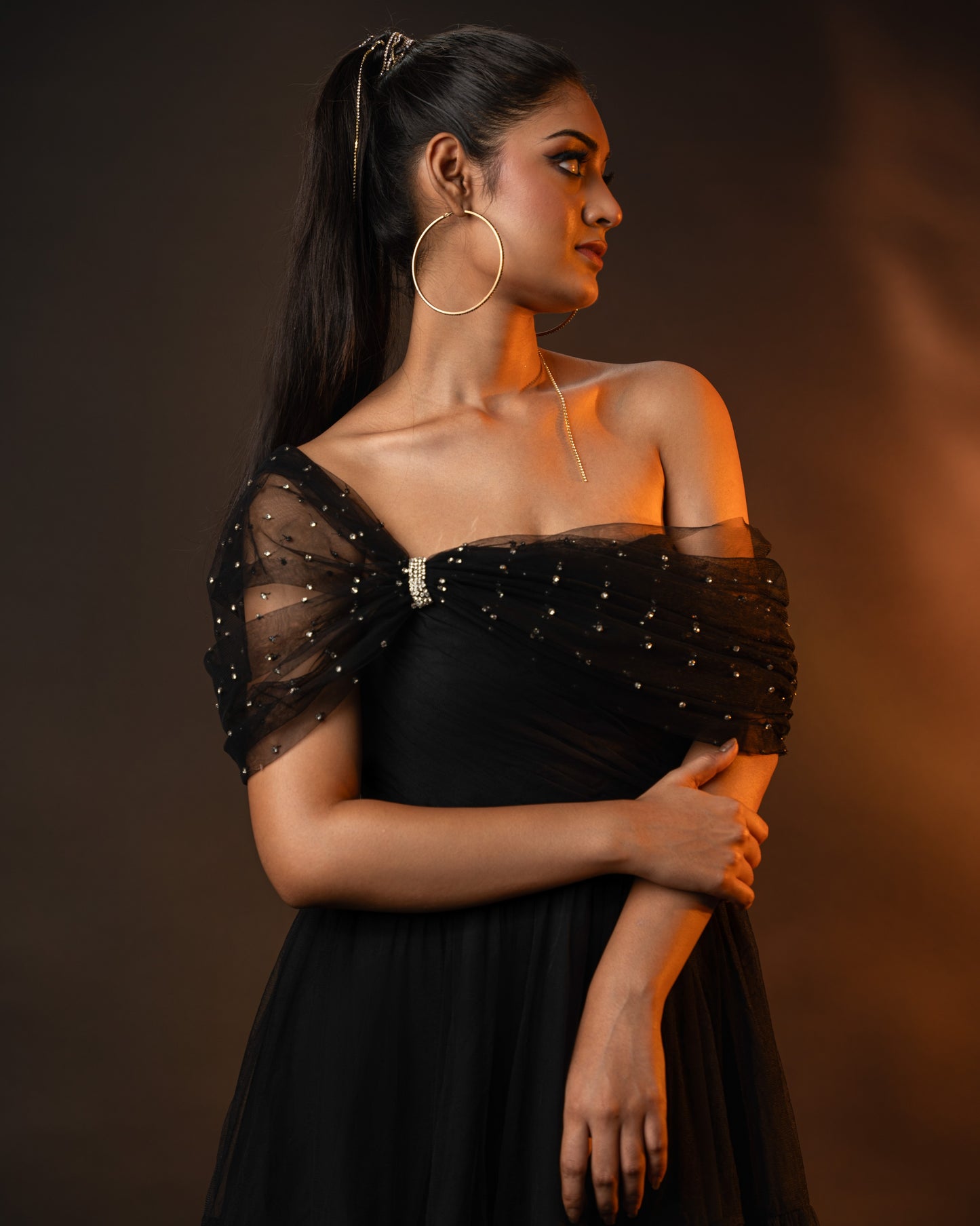 Black Tiered Tulle Corset Dress