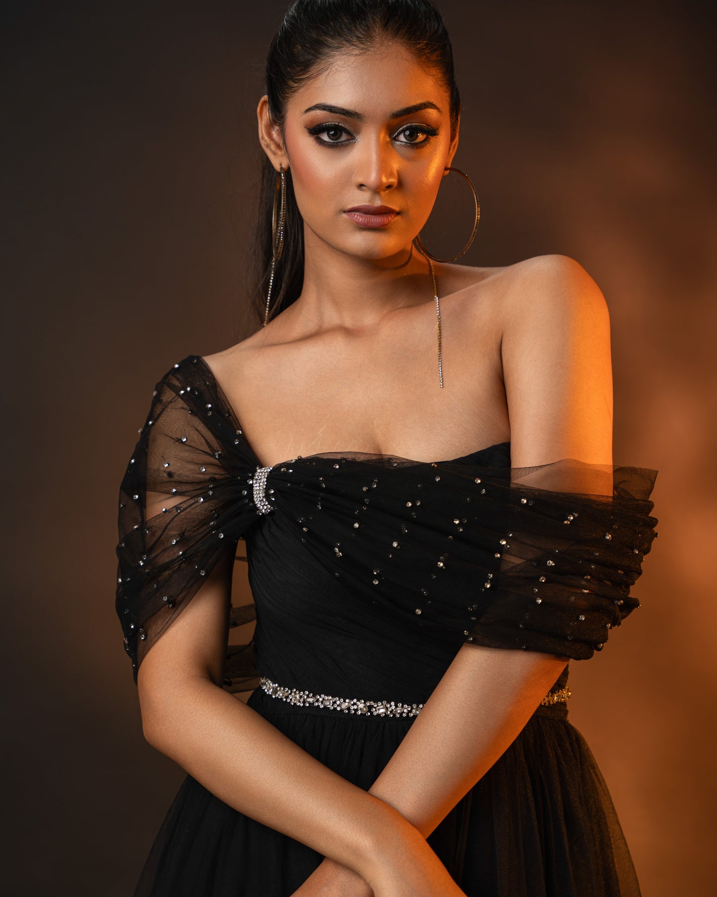 Black Tiered Tulle Corset Dress