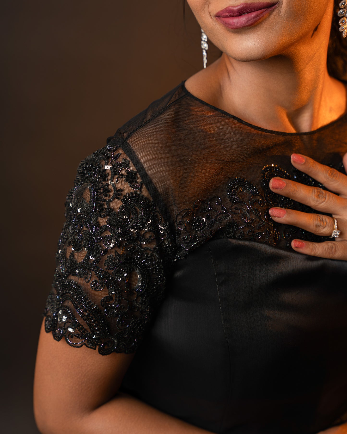 Embellished Sheer Cape
