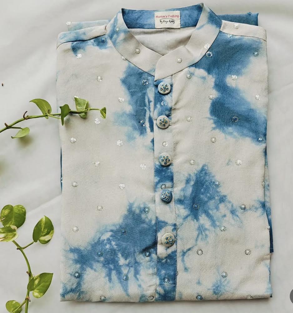 Tie Dye Blue Men's Kurta