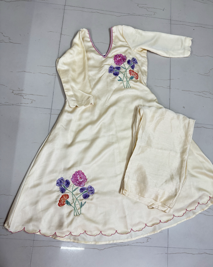 Cream Floral Applique Co-Ord Set