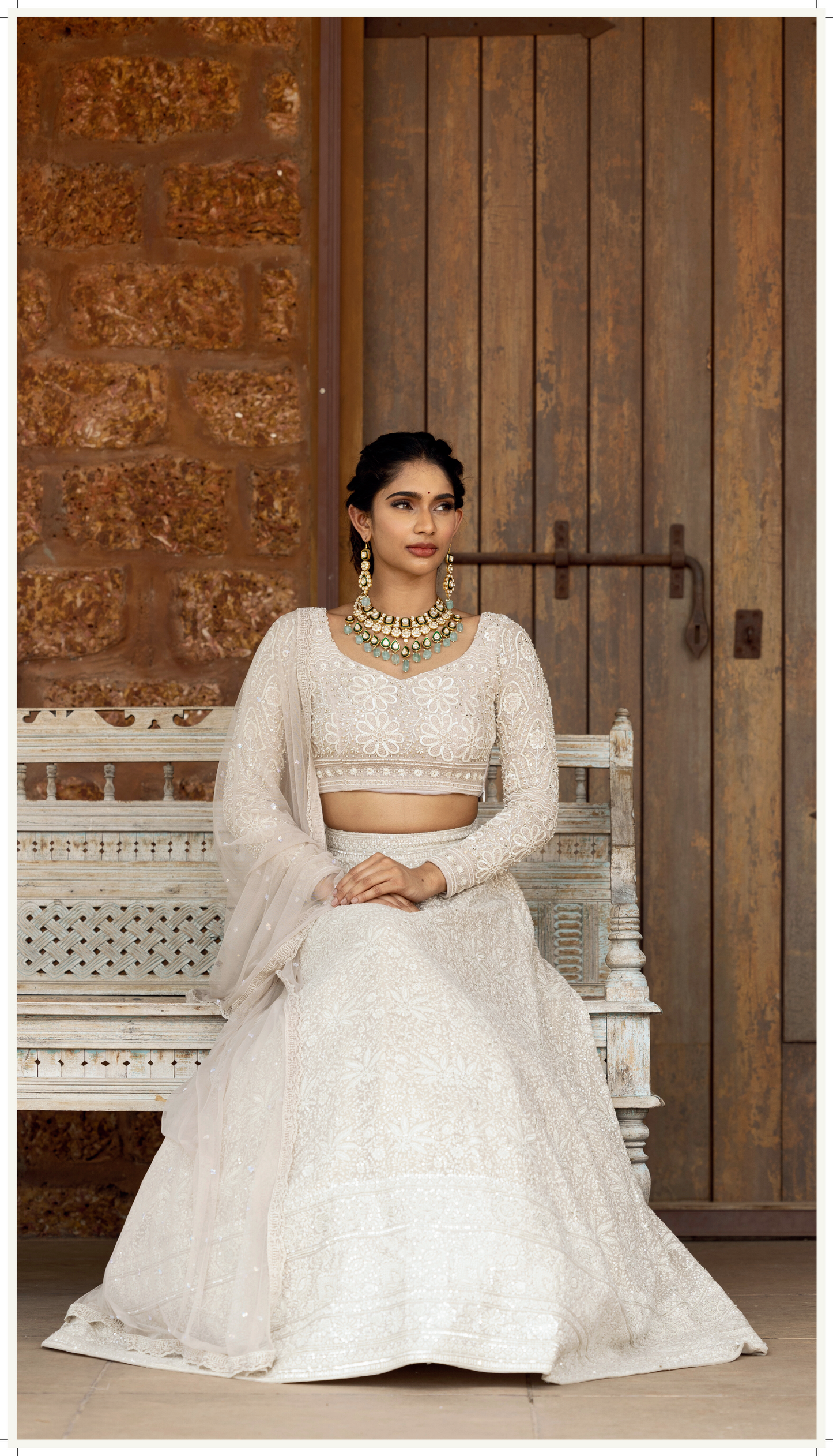 Chikankari Heavy Embroidered Blouse with Chikankari Lehenga and Dupatta