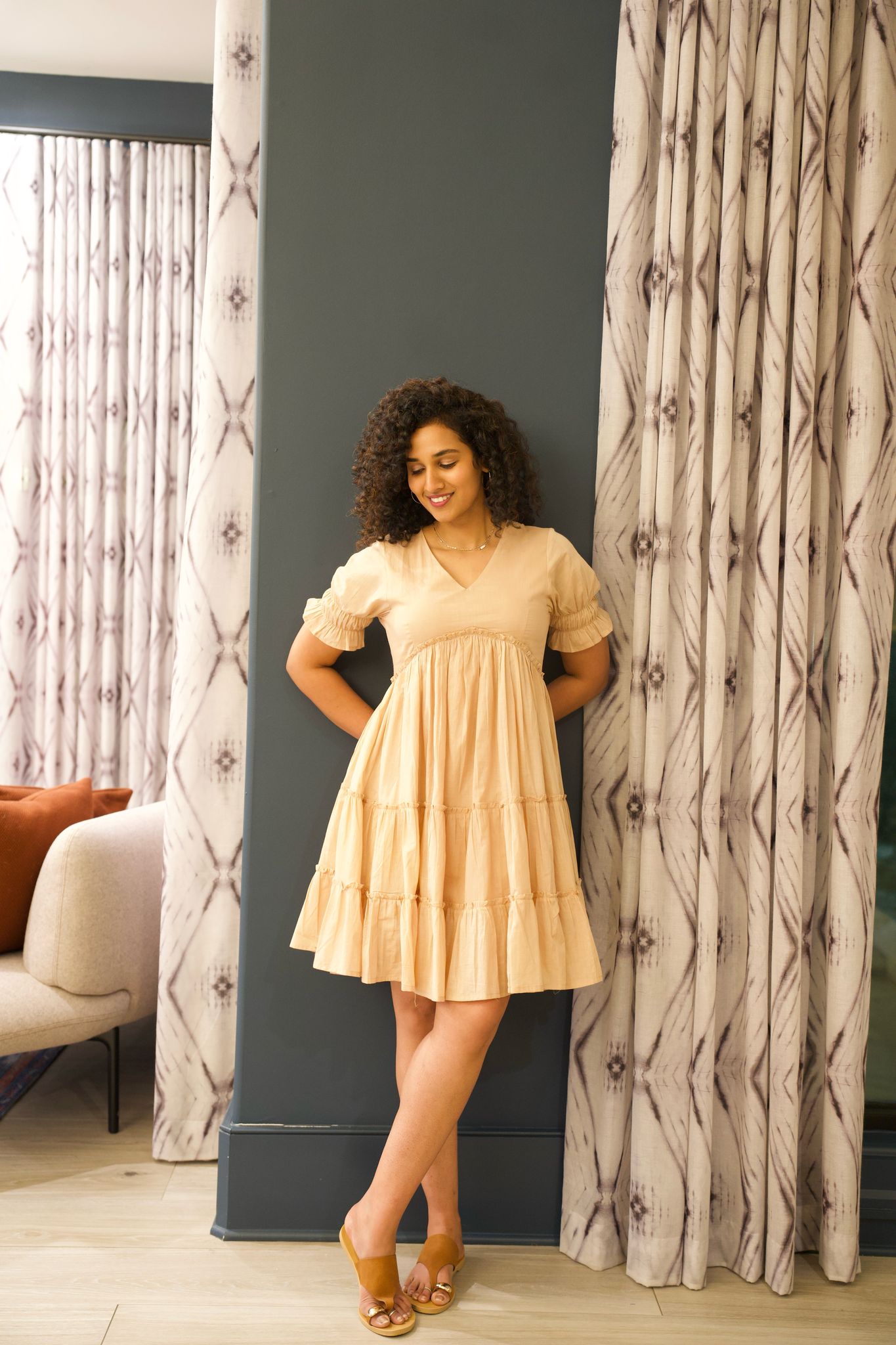 Cream Dress in Mulml