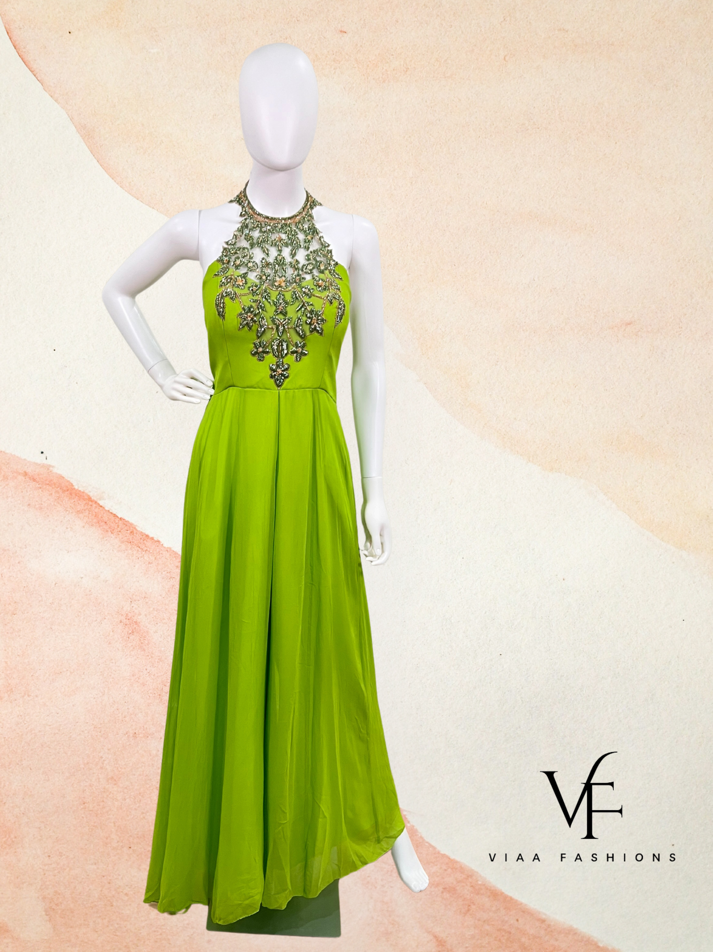 Green Haltered neck Jumpsuit
