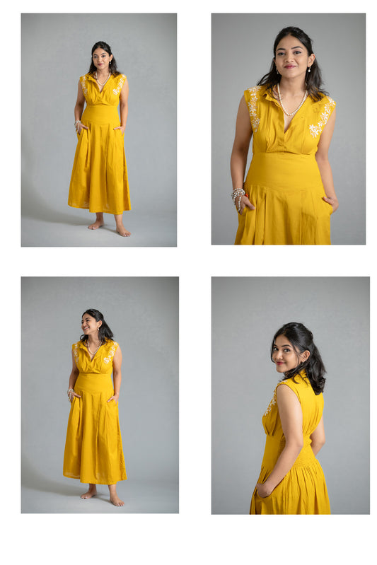 Mustard Yellow Embroidered Dress