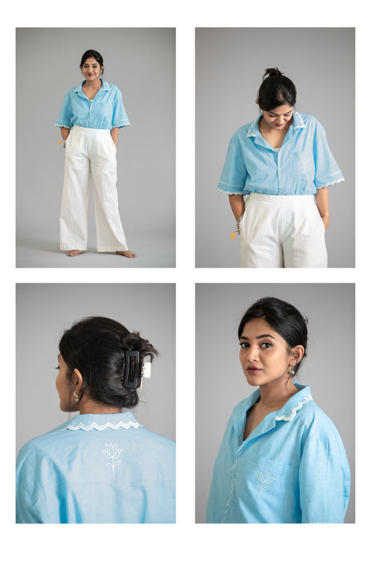 Powder Blue Shirt Set