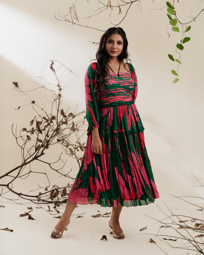 Floral Ruched Midi Dress