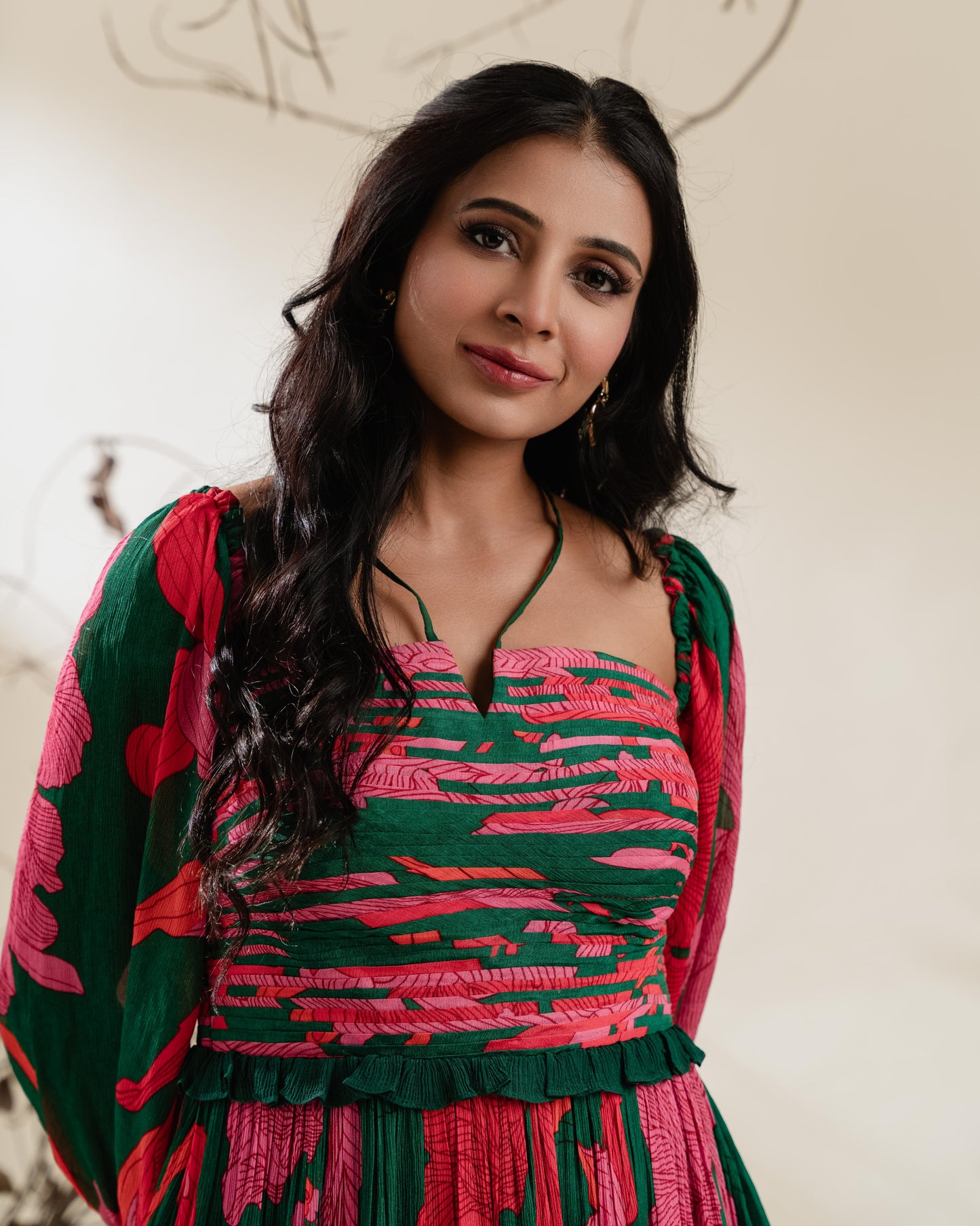 Floral Ruched Midi Dress