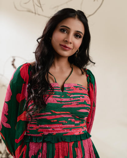 Floral Ruched Midi Dress