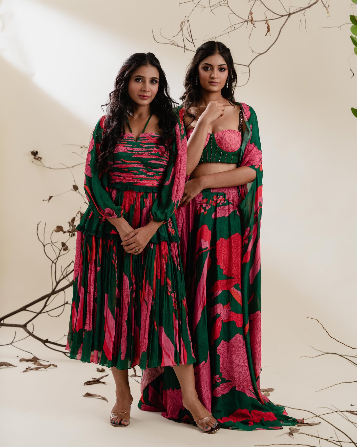 Floral Ruched Midi Dress