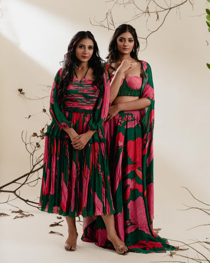 Floral Ruched Midi Dress