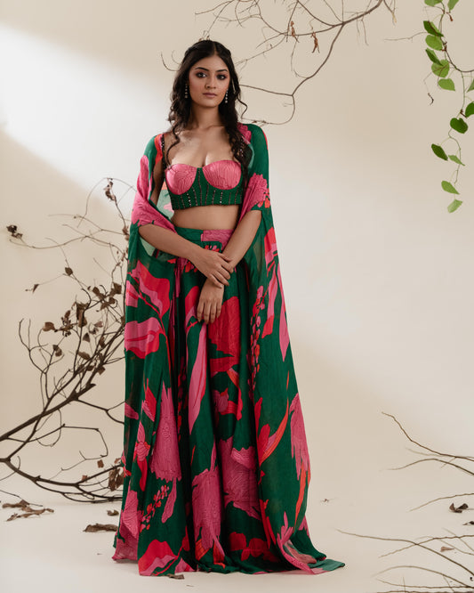 Emerald Mirror Work Three-Piece Set