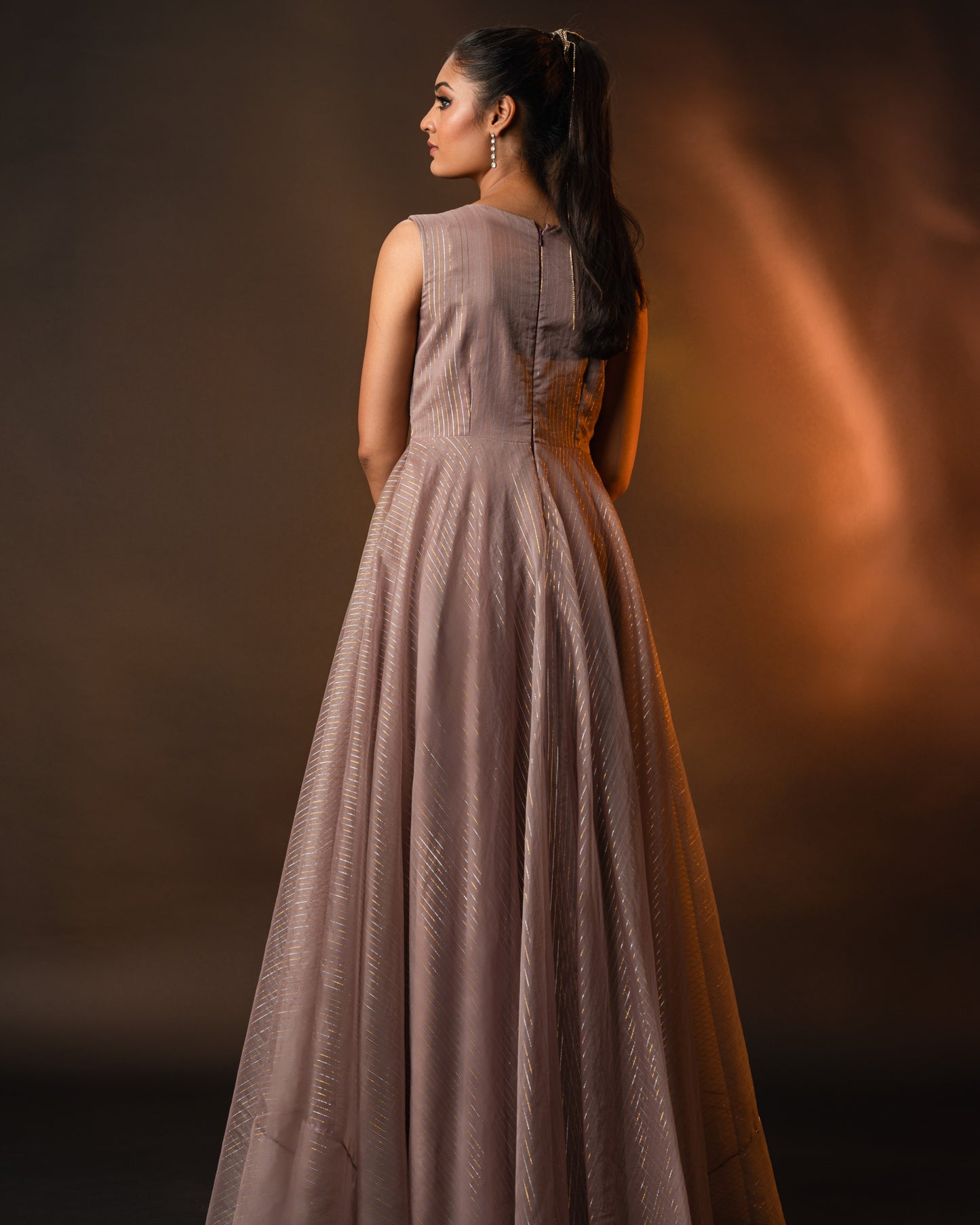 Mauve Embellished Evening Gown