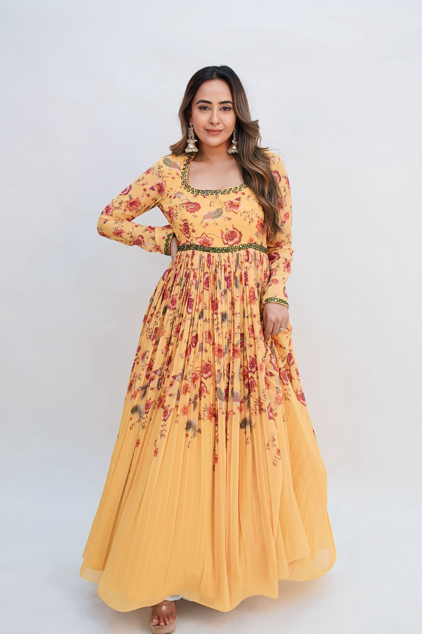 Yellow Floral Anarkali