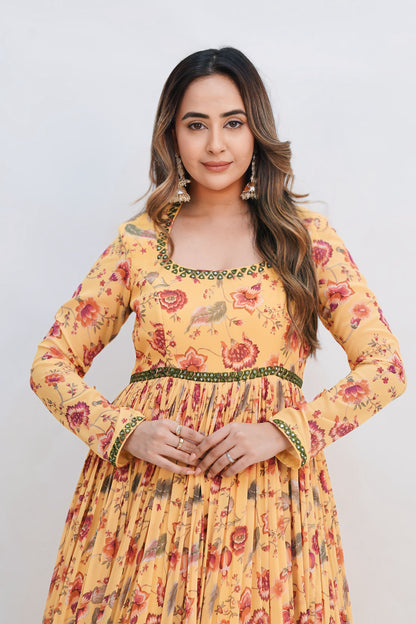 Yellow Floral Anarkali