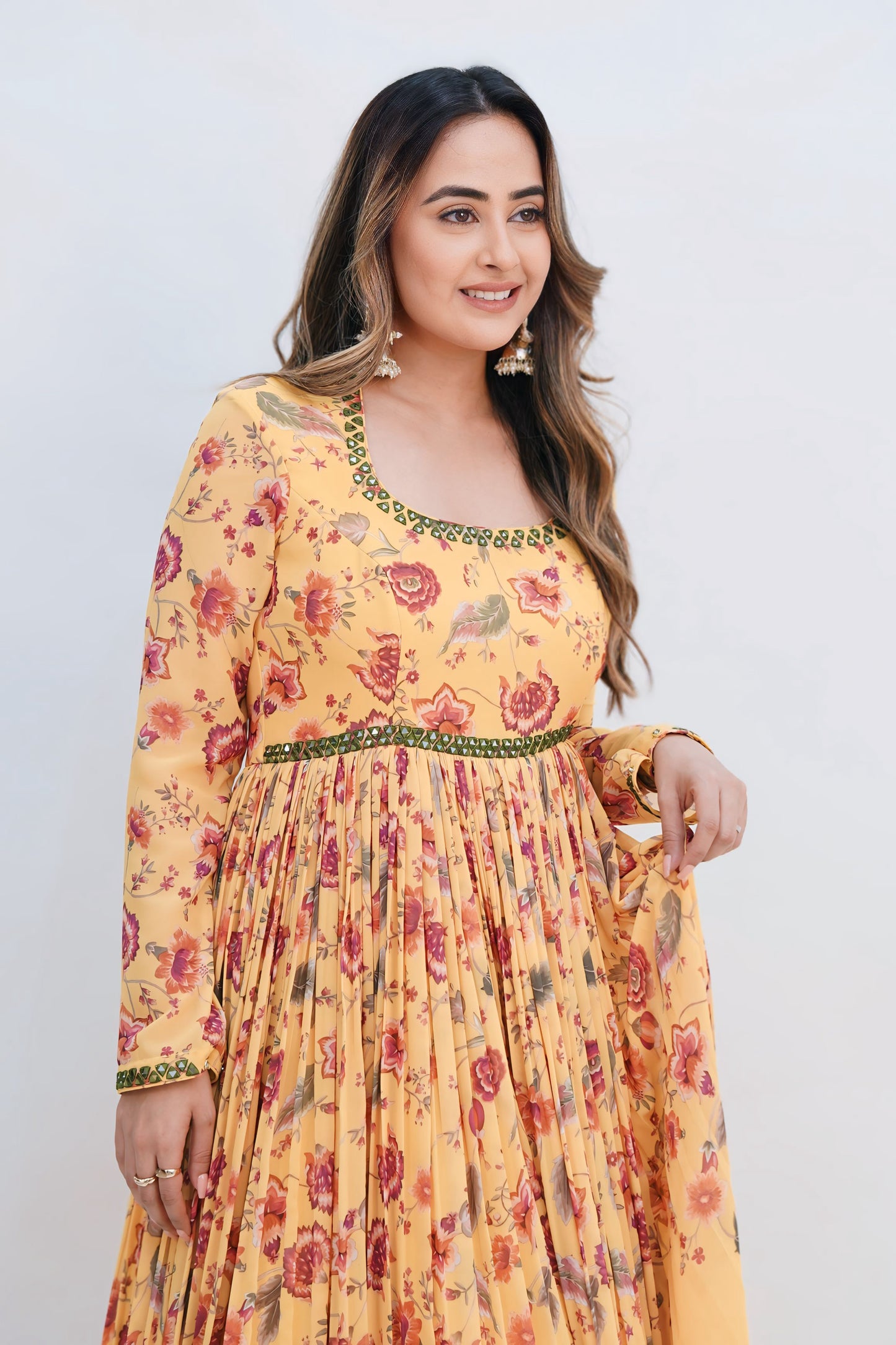 Yellow Floral Anarkali